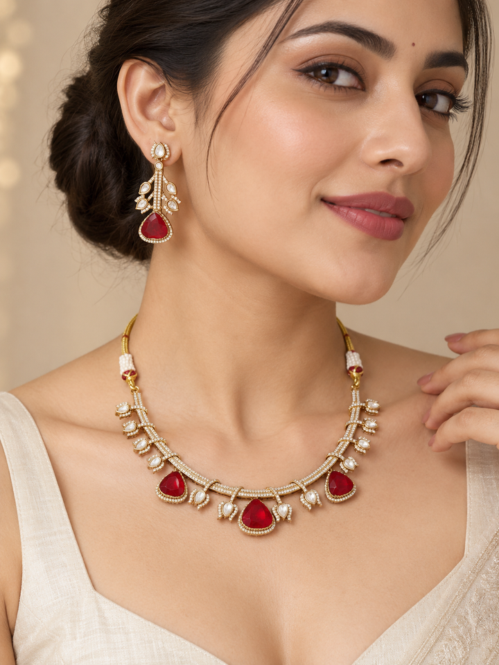 Ruby Red Kundan Choker Set