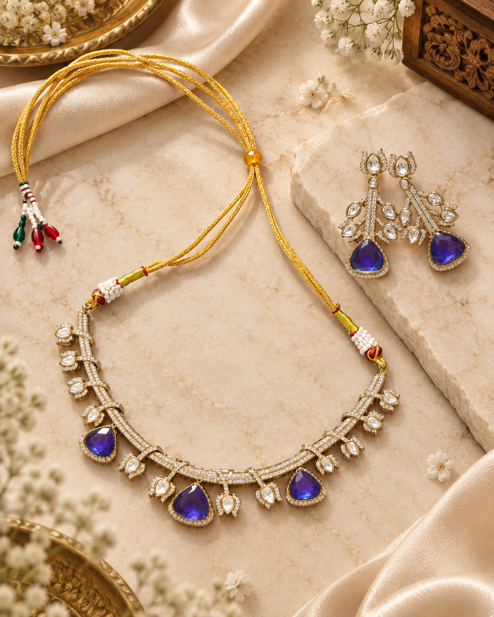Royal Blue Kundan Choker Set