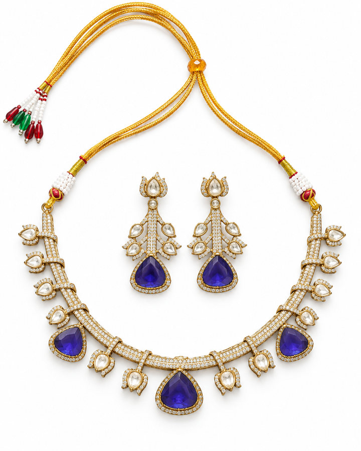 Royal Blue Kundan Choker Set