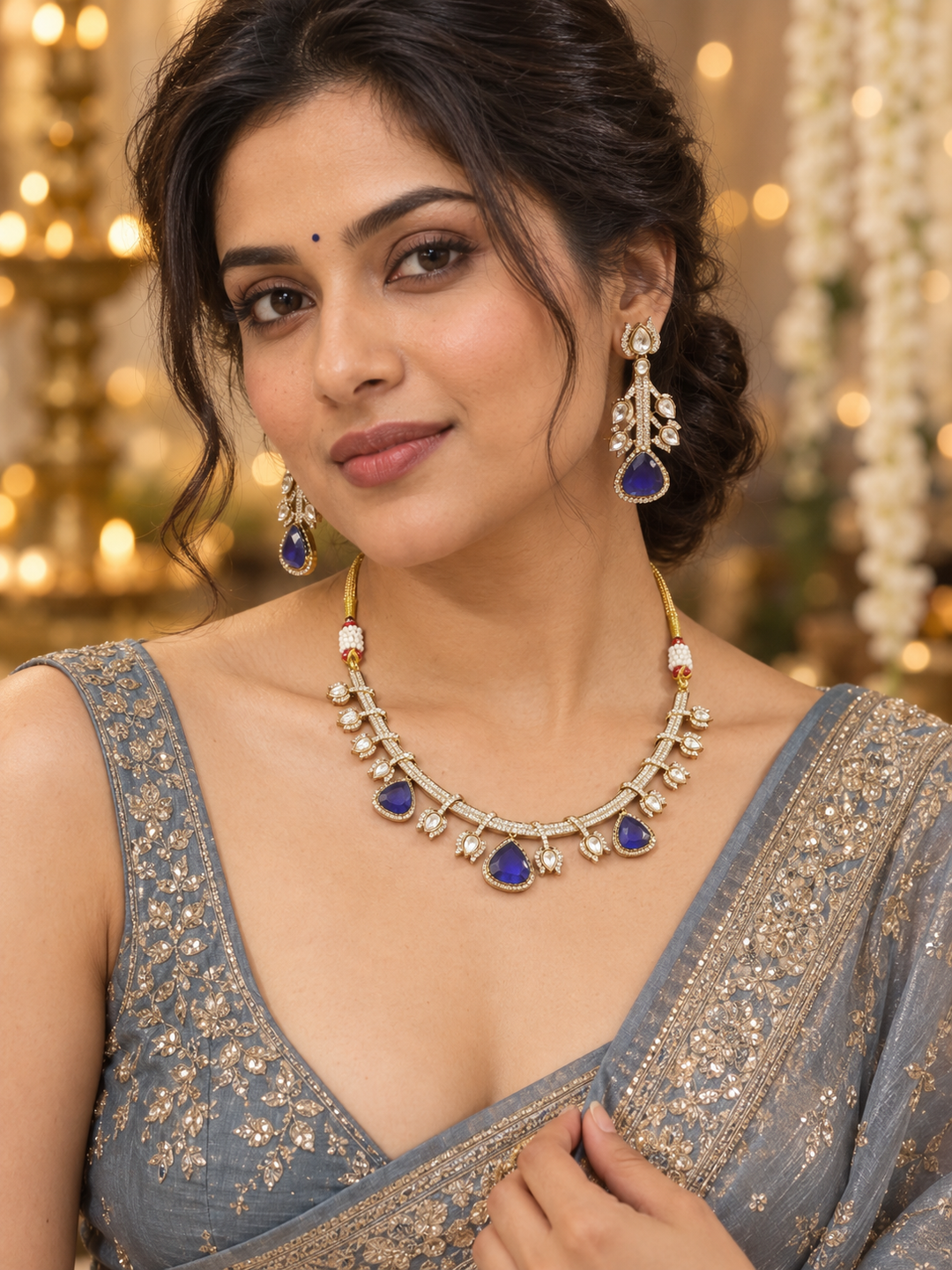 Royal Blue Kundan Choker Set