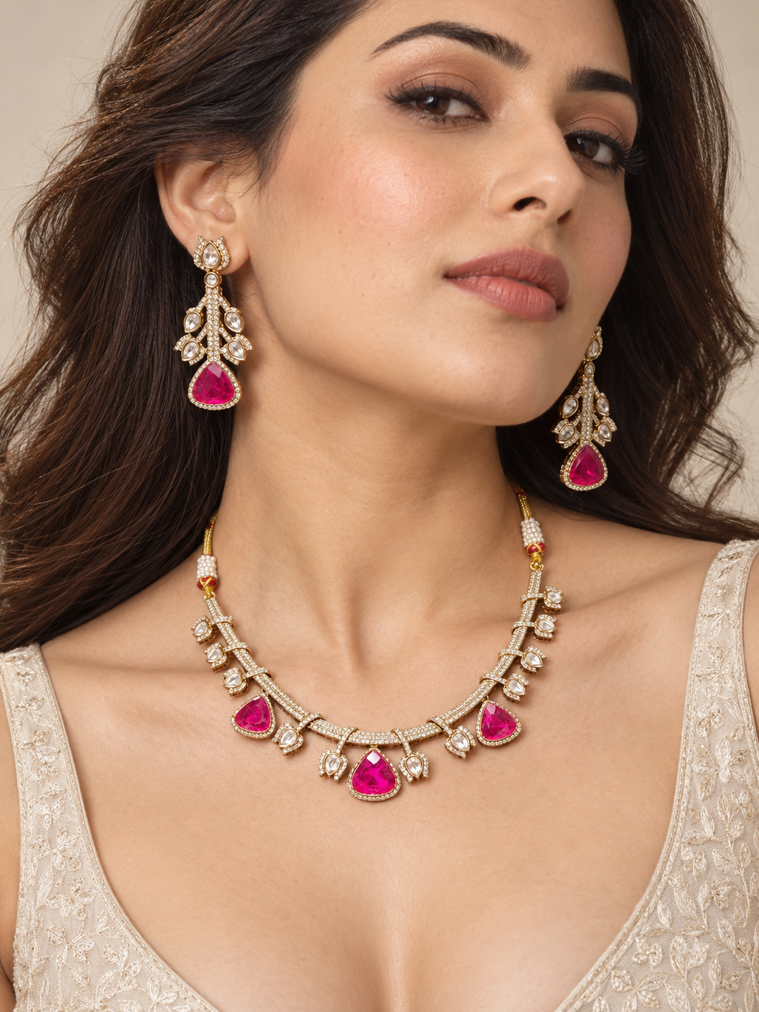 Rani Pink Kundan Choker Set