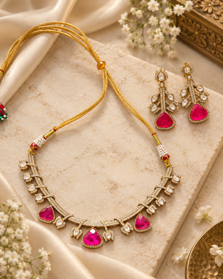 Rani Pink Kundan Choker Set