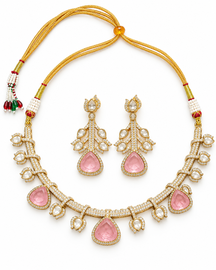 Blush Pink Kundan Polki Choker Set