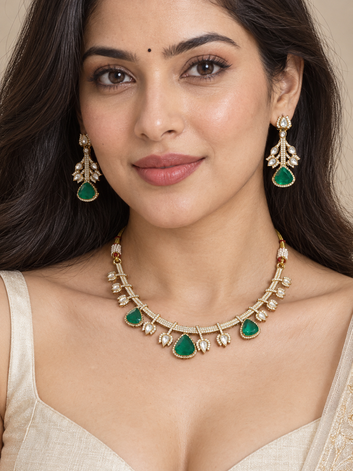 Emerald Green Kundan Choker Set