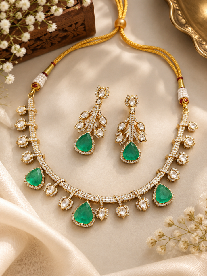 Emerald Green Kundan Choker Set