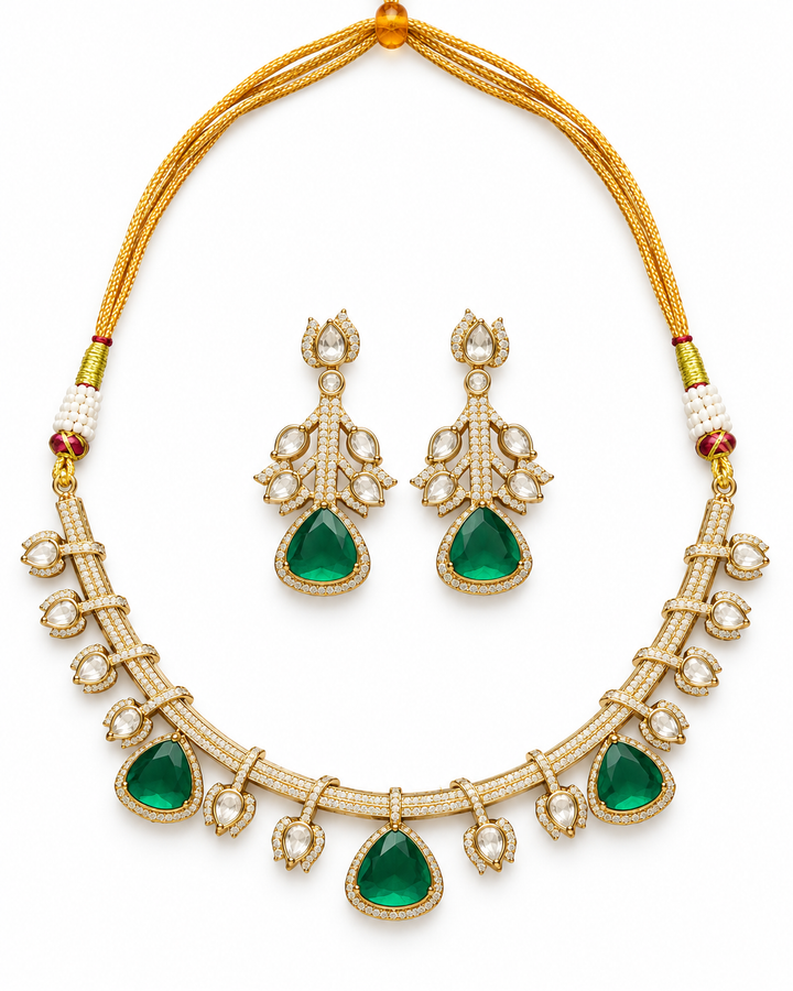 Emerald Green Kundan Choker Set