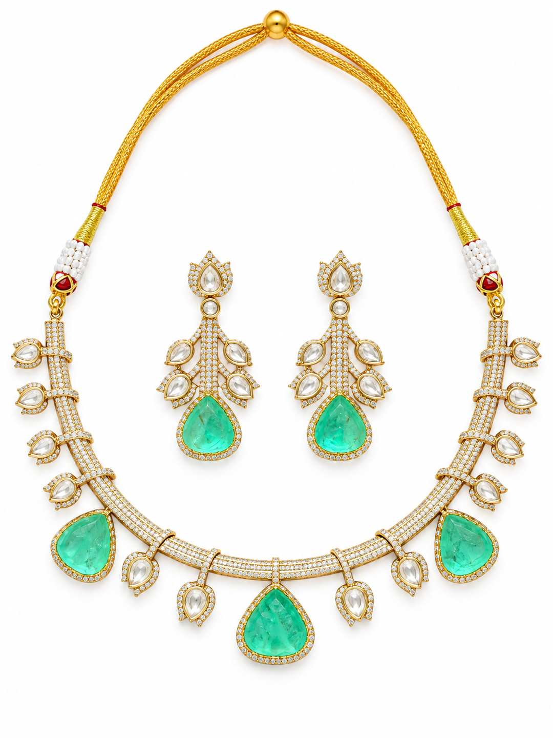 Mint Green Kundan Polki Choker Set