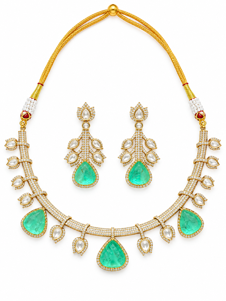 Mint Green Kundan Polki Choker Set