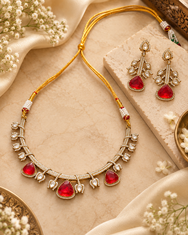 Ruby Red Kundan Choker Set