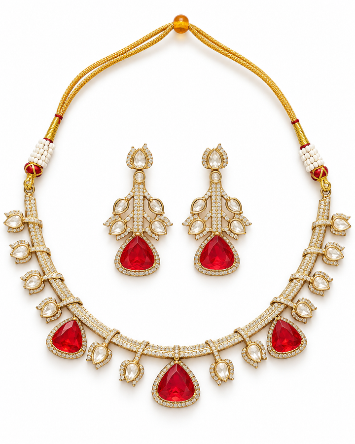 Ruby Red Kundan Choker Set