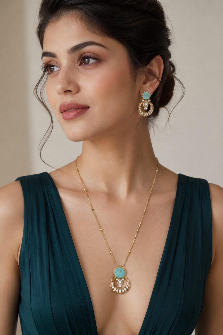 Mint Crescent Necklace Set