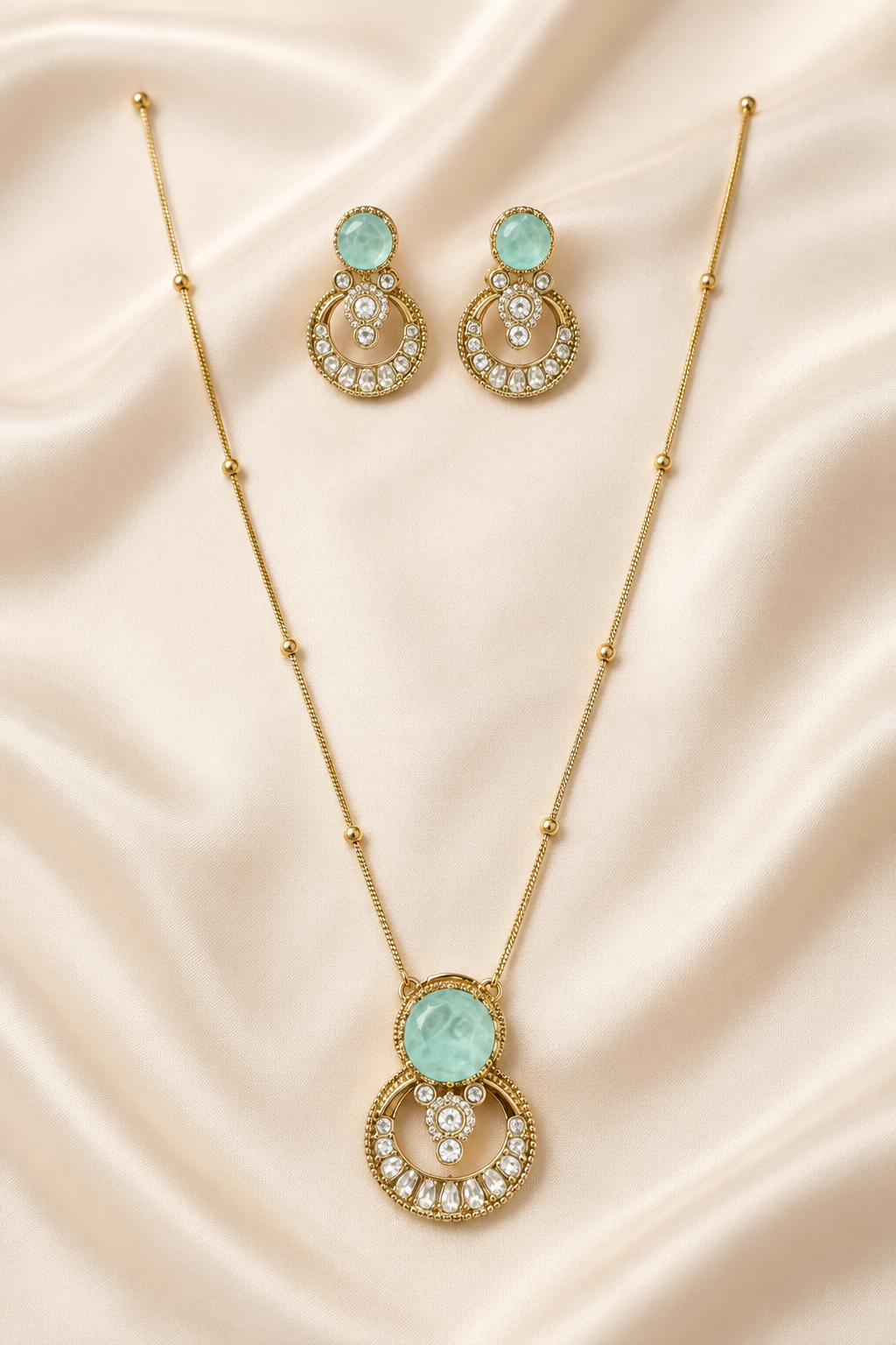 Mint Crescent Necklace Set