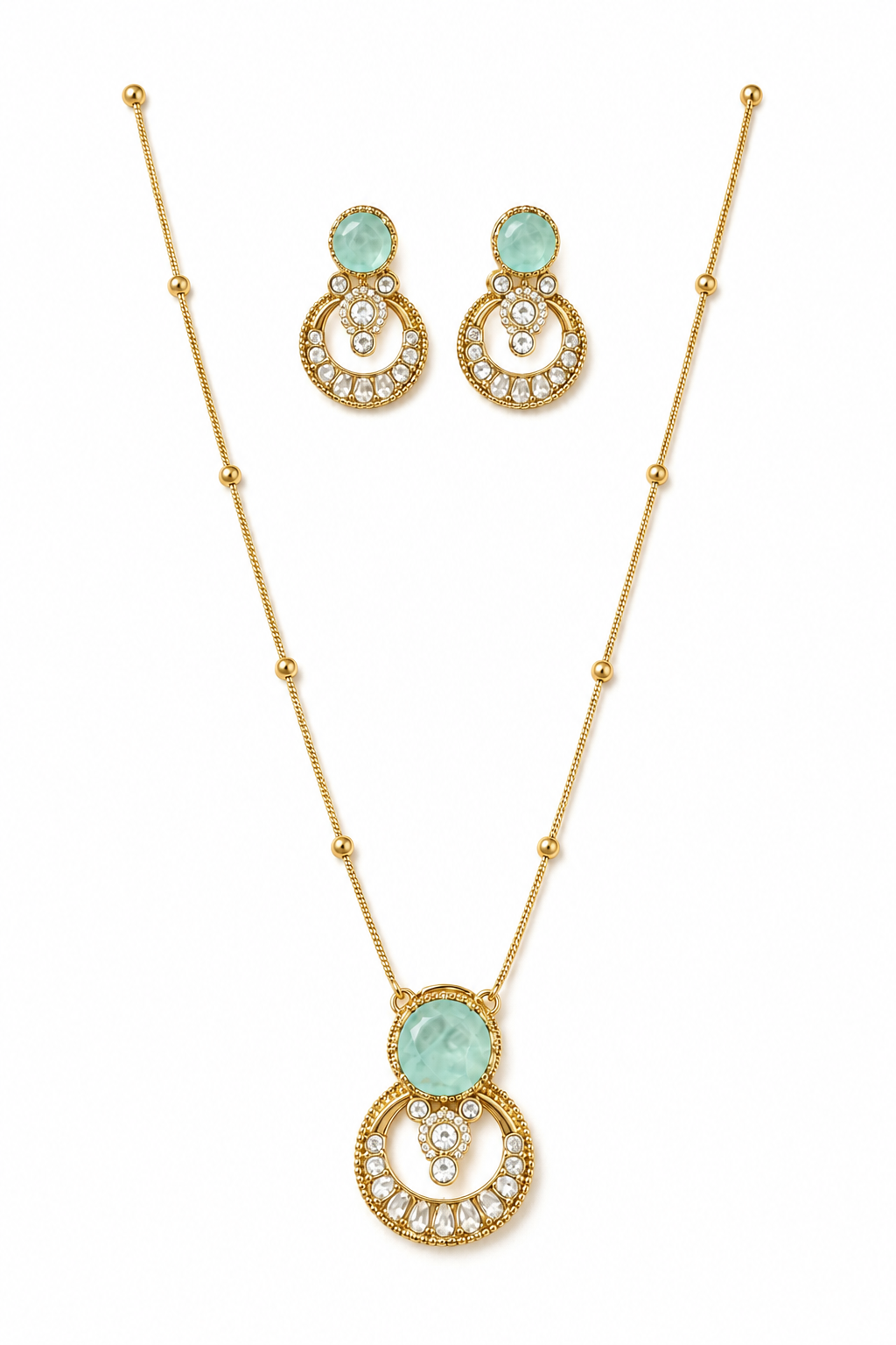 Mint Crescent Necklace Set