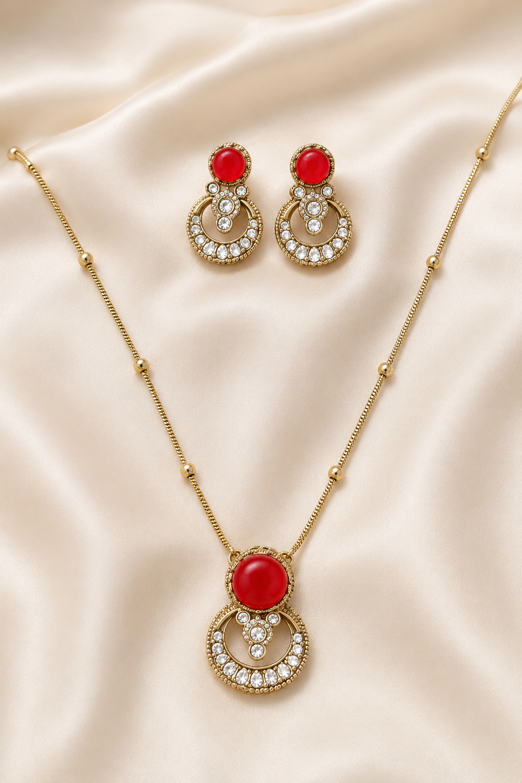 Red Crescent Necklace Set