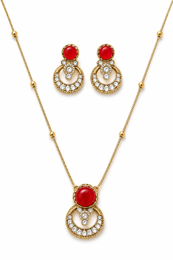 Red Crescent Necklace Set