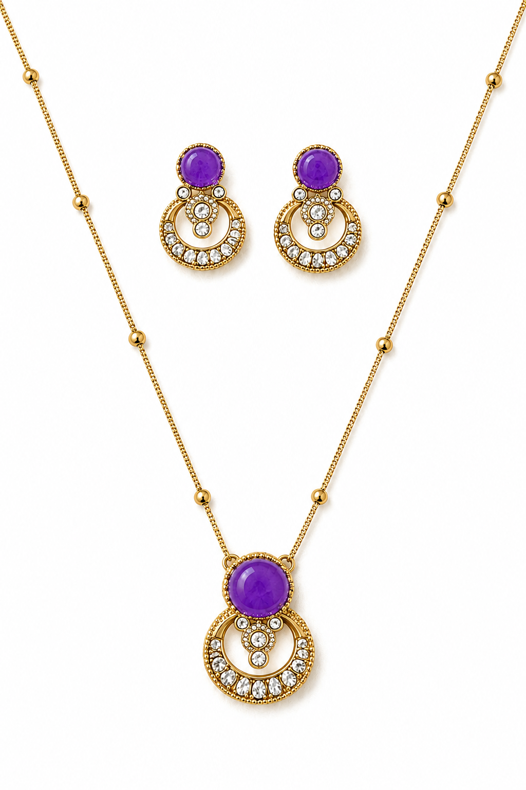Purple Crescent Necklace Set