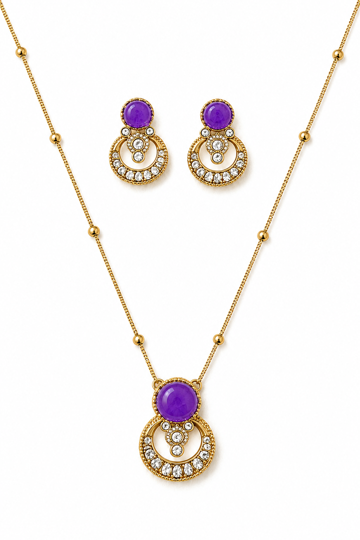 Purple Crescent Necklace Set