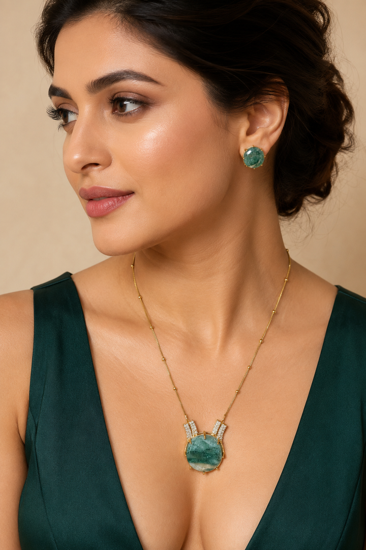 Green Stone Pendant Set