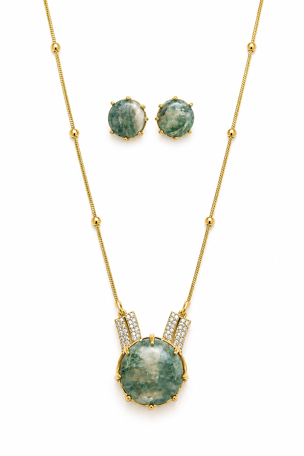 Green Stone Pendant Set