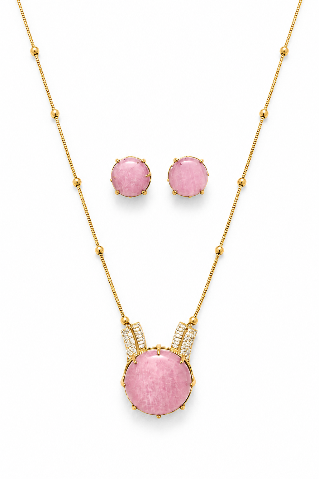 Pink Stone Pendant Set
