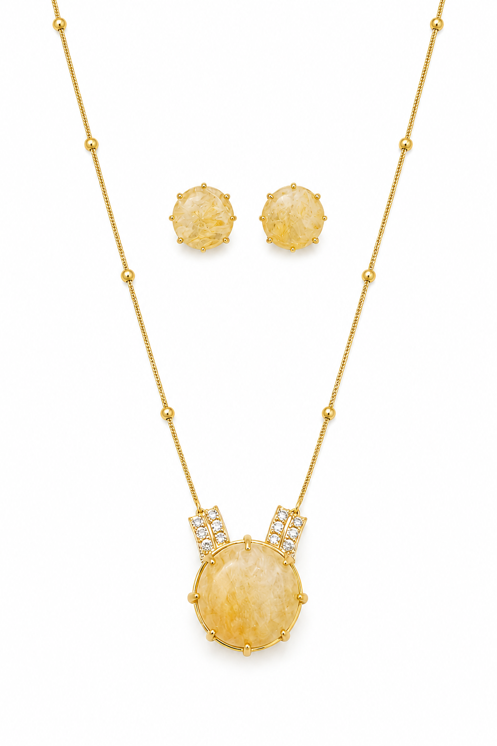 Golden Stone Pendant Set