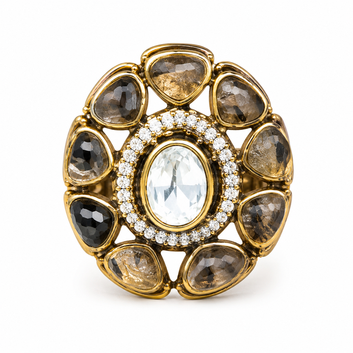 Smoky Floral Ring