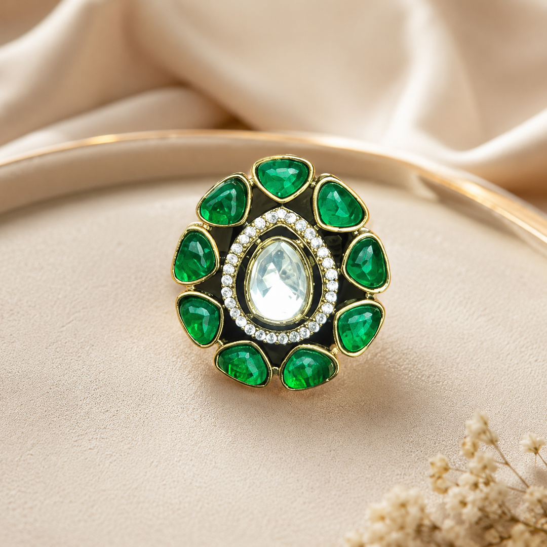 Green Floral Ring