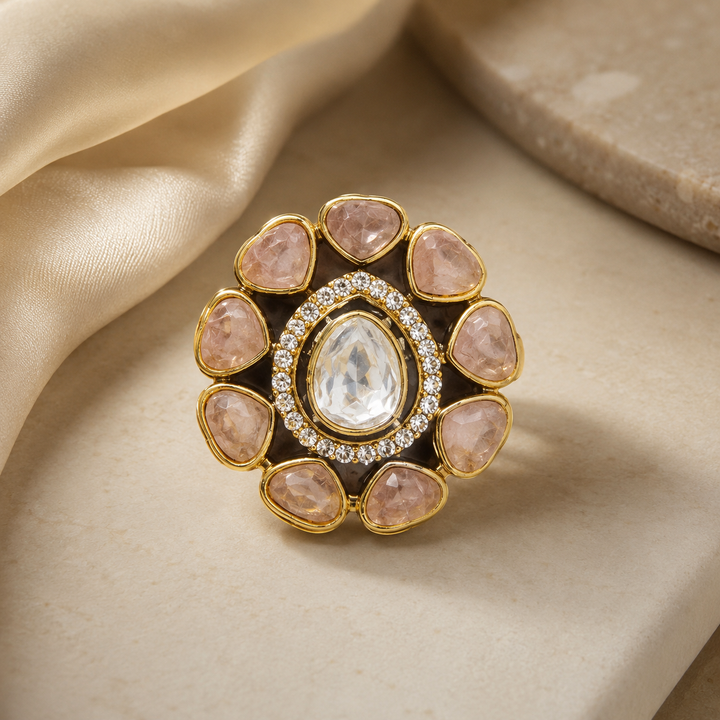 Mauve Floral Statement Ring