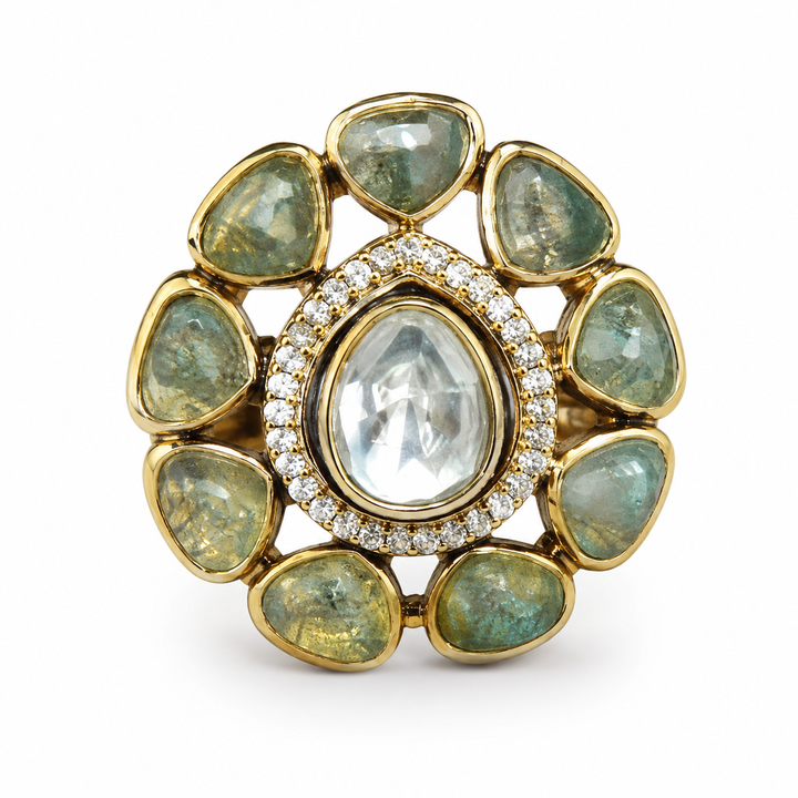 Seafoam Floral Statement Ring