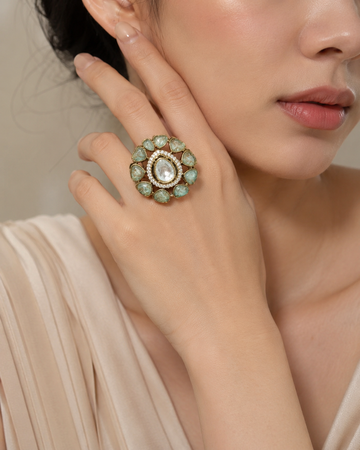 Seafoam Floral Statement Ring