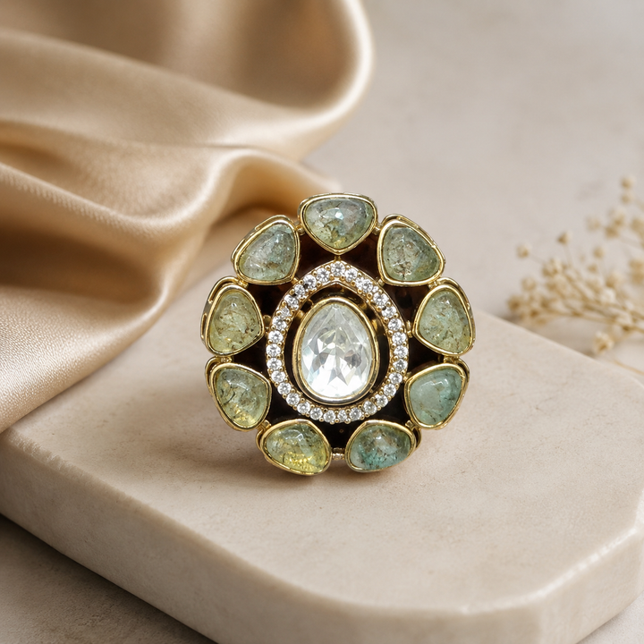Seafoam Floral Statement Ring