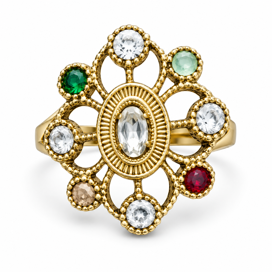 Multicolor Kundan Statement Ring