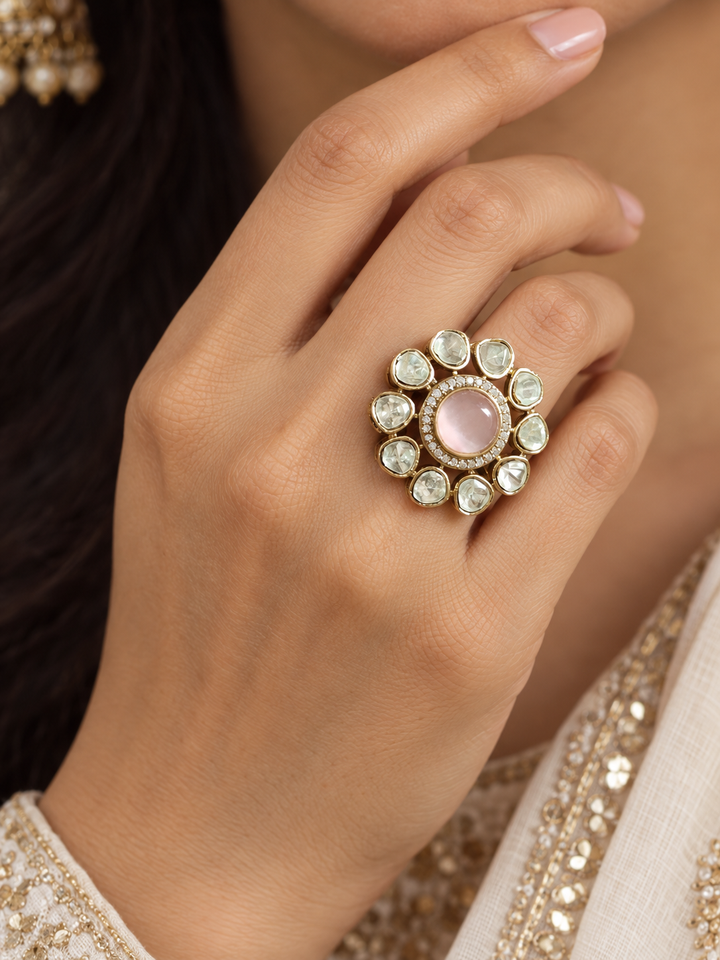 Blush Pink Polki Statement Ring