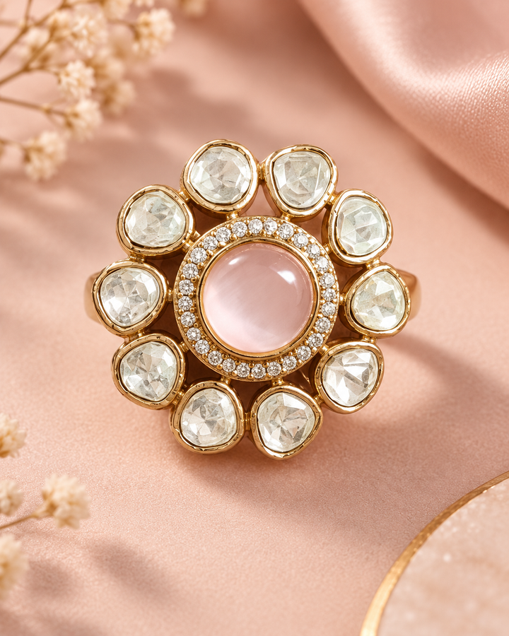 Blush Pink Polki Statement Ring