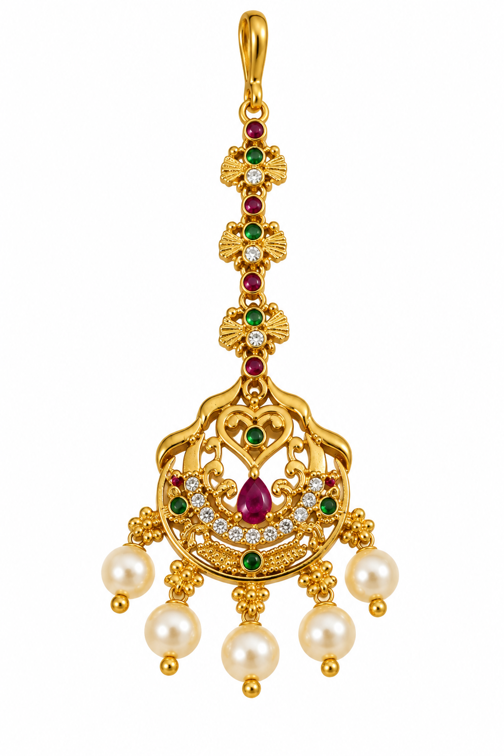 Antique Gold Chand Pearl Maang Tikka
