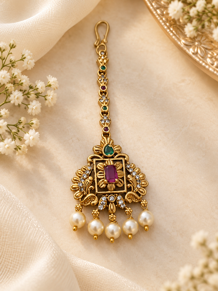 Square Motif Ruby Pearl Tikka