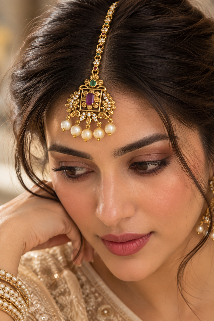 Square Motif Ruby Pearl Tikka