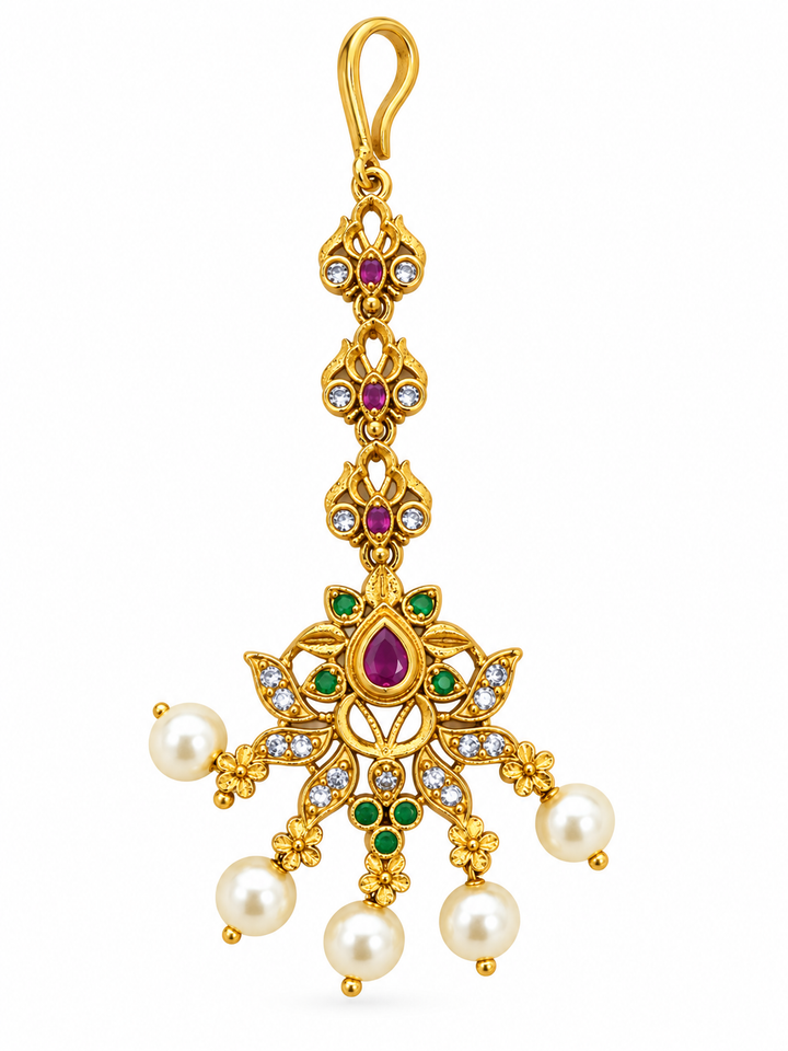 Antique Floral Ruby Pearl Tikka