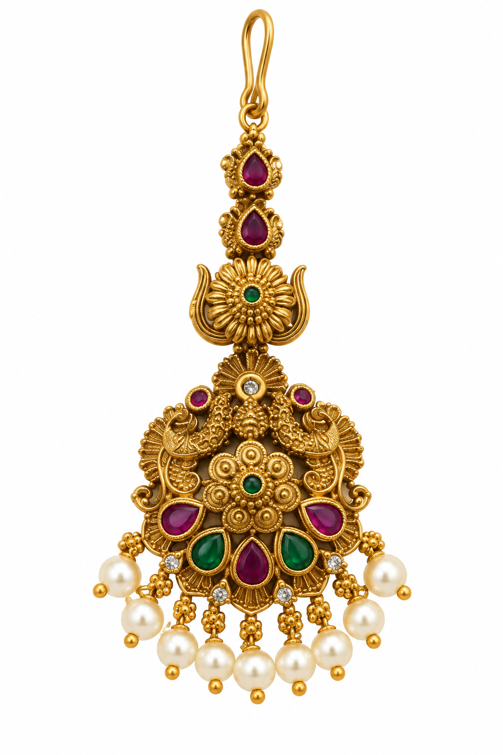 Antique Floral Pearl Maang Tikka