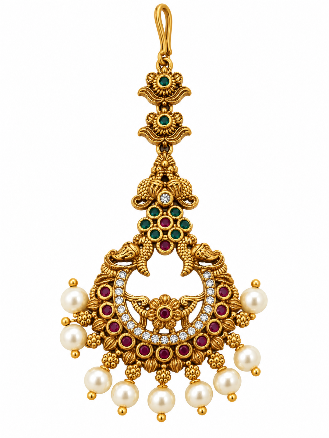 Antique Crescent Pearl Maang Tikka