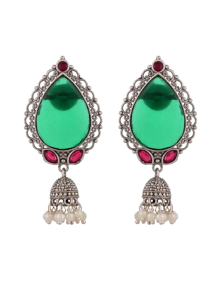 Green Garnet Hoops