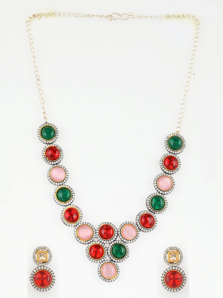 Polki Kundan Multicolour Neckalce Set