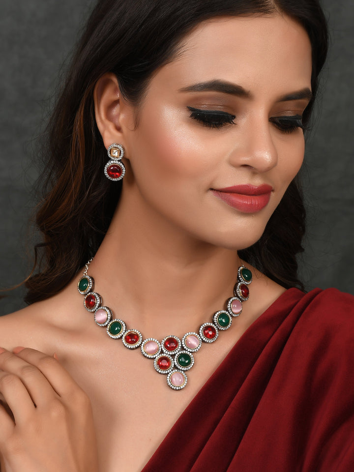 Polki Kundan Multicolour Neckalce Set