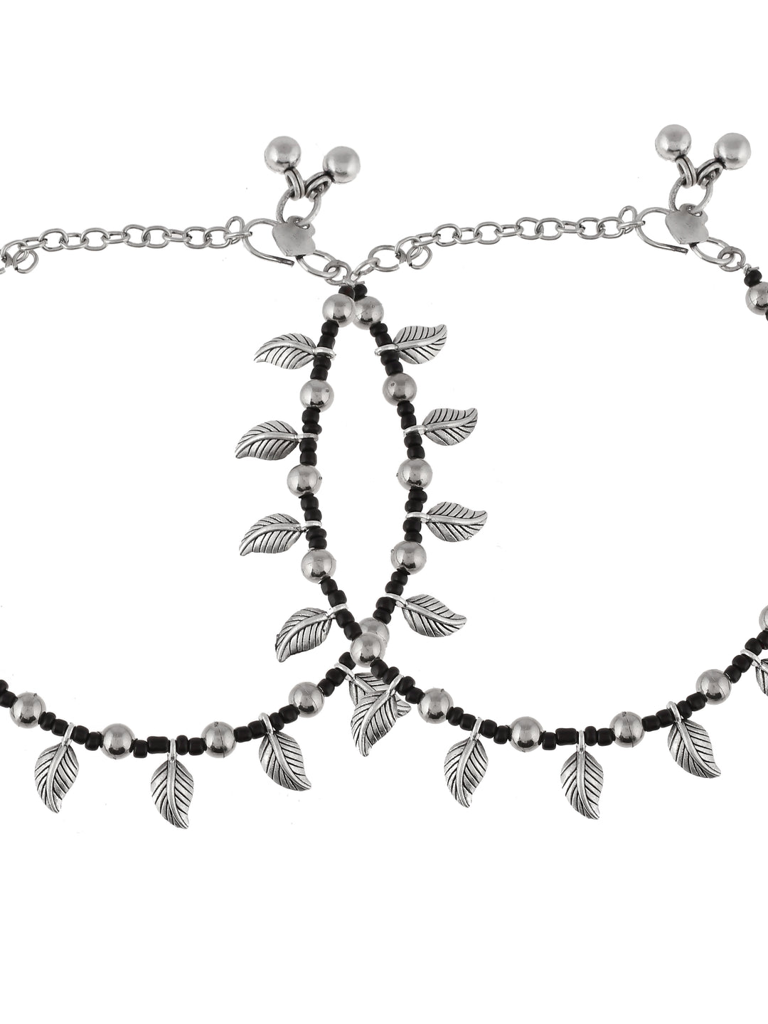 Silver Leaf Anklets