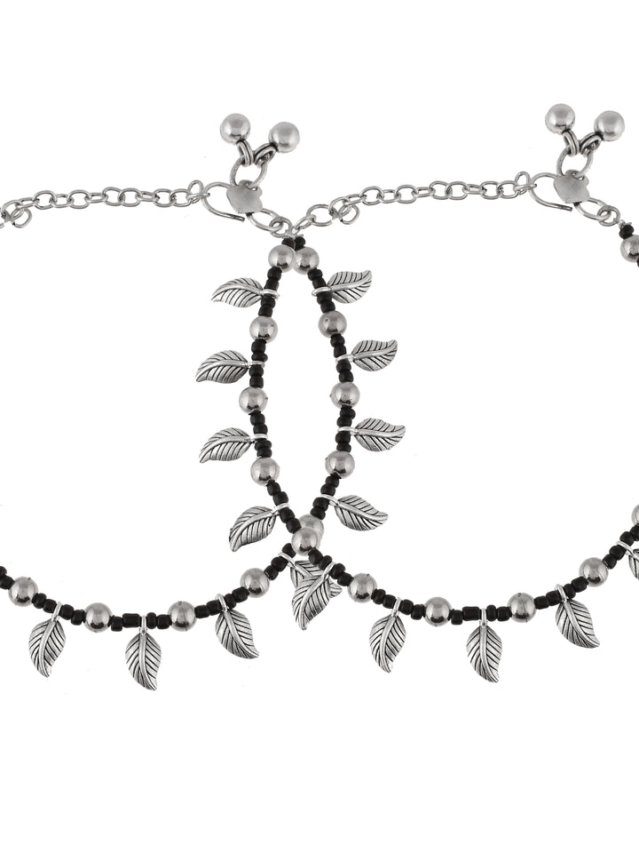 Silver Leaf Anklets