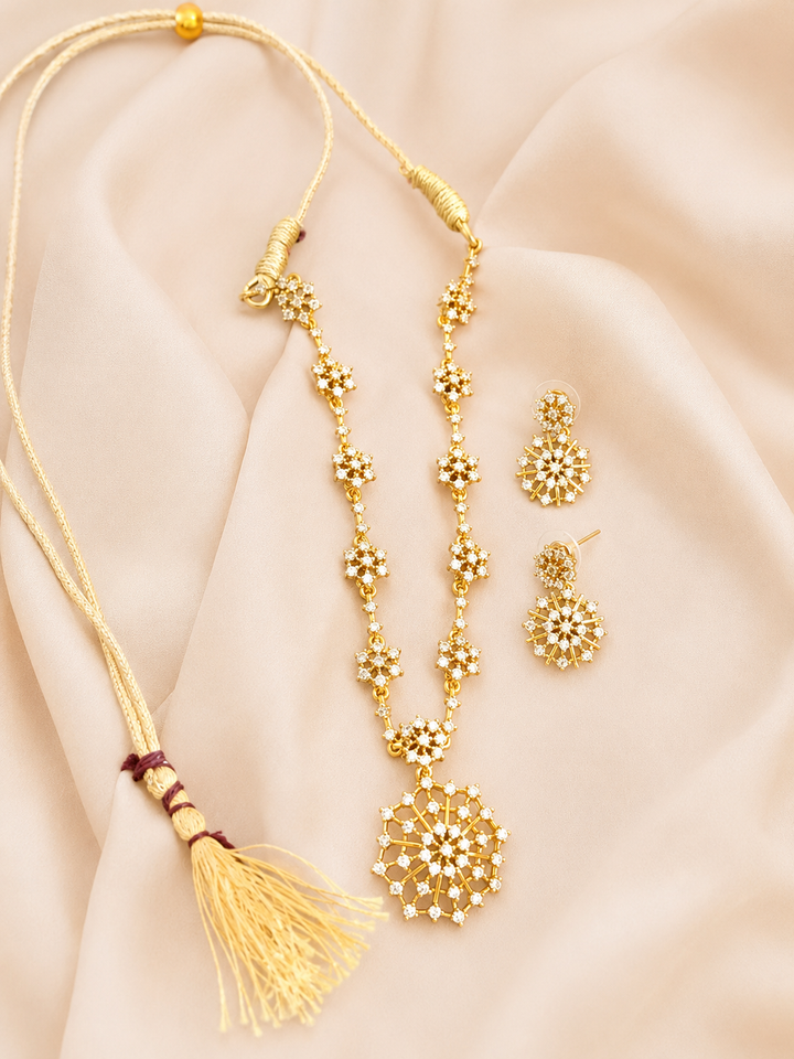 Floral Crystal Pendant Choker Set