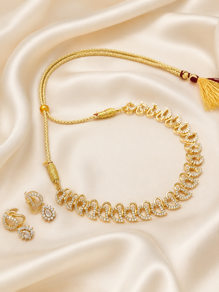 Crystal Paisley Choker Necklace Set