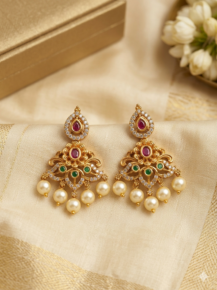 Gold Plated Kundan Pearl Earrings for Women, Designer Jhumka Chandbali, Traditional Ethnic Jewellery, Bridal Wedding Wear, Fancy Party Earrings, Latest Stylish Meenakari Stone Work Collection