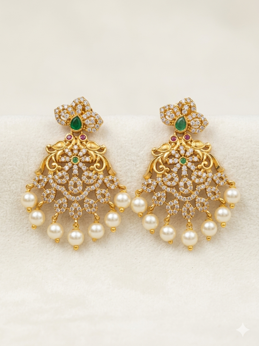 Gold Plated Kundan Earrings for Women, Designer Traditional Jhumka Chandbali, Pearl Drop Ethnic Jewellery, Bridal Wedding Wear, Fancy Party Earrings, Latest Stylish Meenakari Stone Work Collection