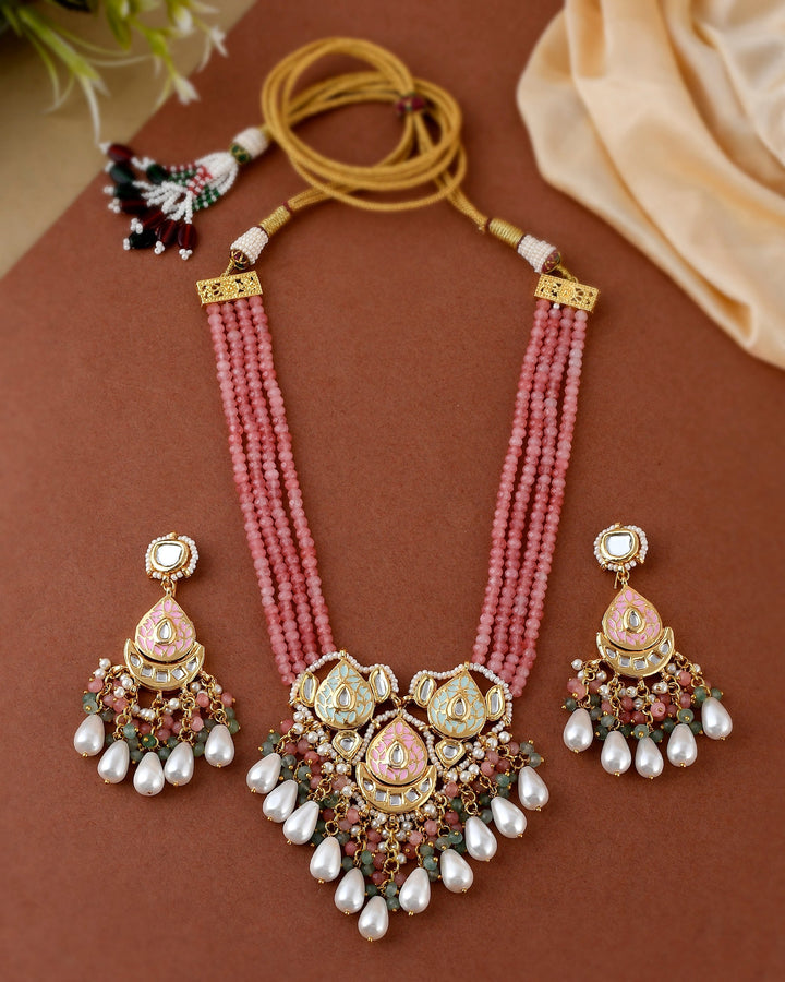 Pink Pearl Poetry Choker Necklace Set